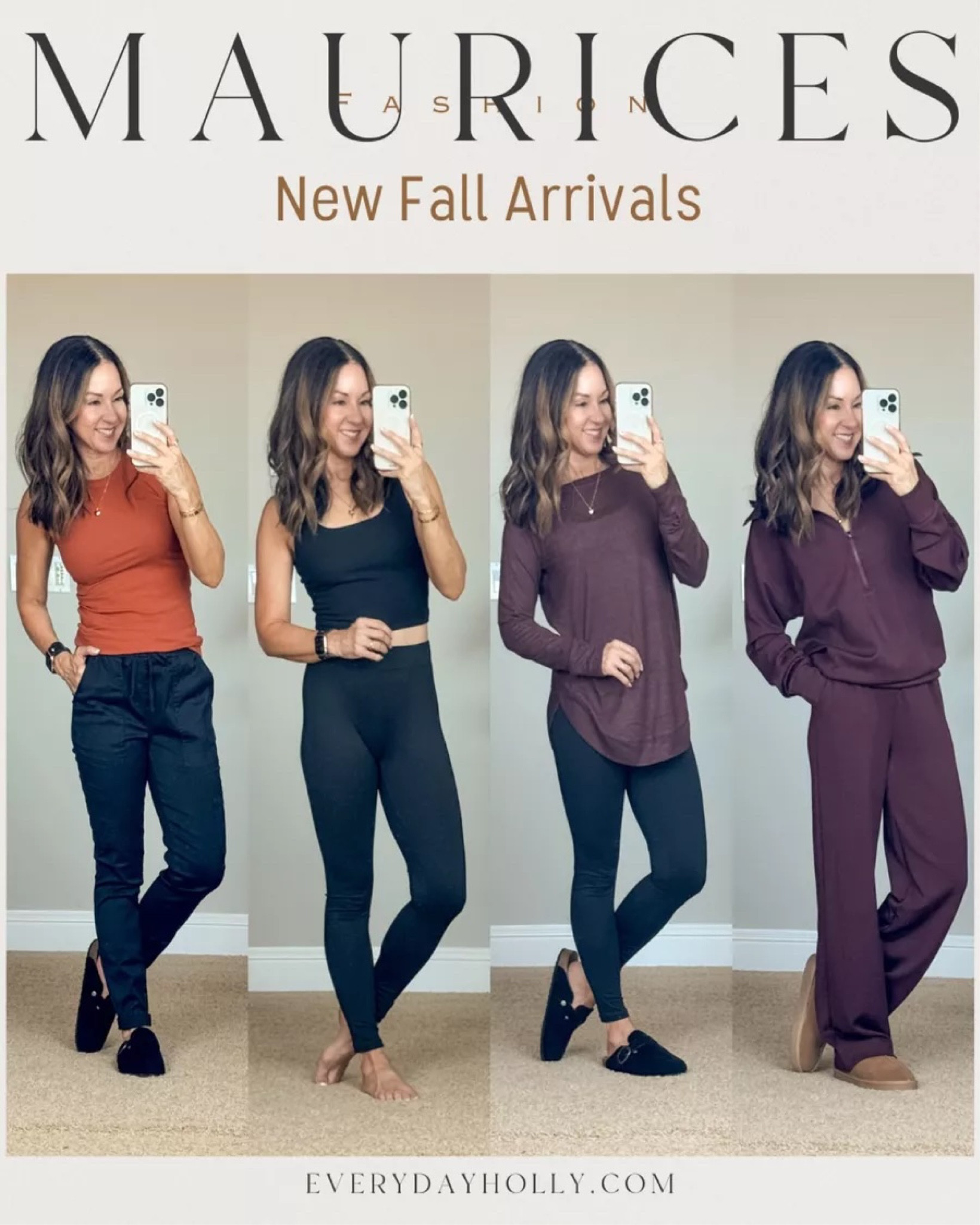 New athleisure fall fashion from maurices. For reference: I’m 5’1”, 109lbs Wearing the smallest size available in all pieces. Weekender drawstring pants XS short black High rise leggings XS short black Highline tank XS coconut seed Tunic XS brown rum Scuba wide leg sweatpants XS short brown rum Scuba 1/2 zip sweatshirt XS brown rum Ribbed long line tank XS black Clogs TTS black Activewear, comfy outfit, weekend outfit, fall trends, travel outfit, Everyday Holly

#LTKover40 #LTKSeasonal #LTKstyletip