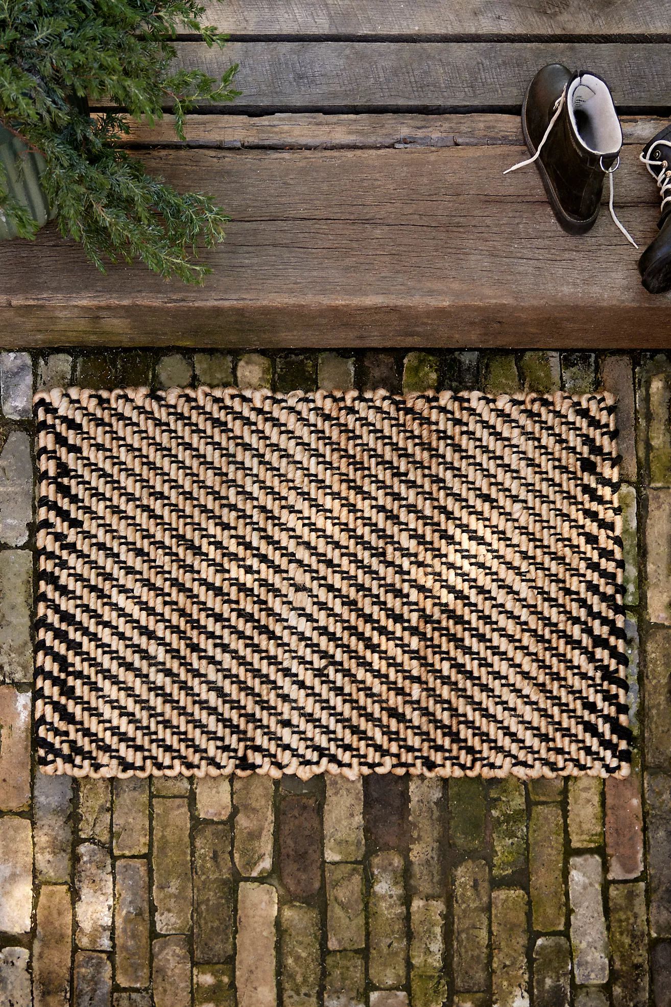 Black Stripe Jute Rug | Anthropologie (US)