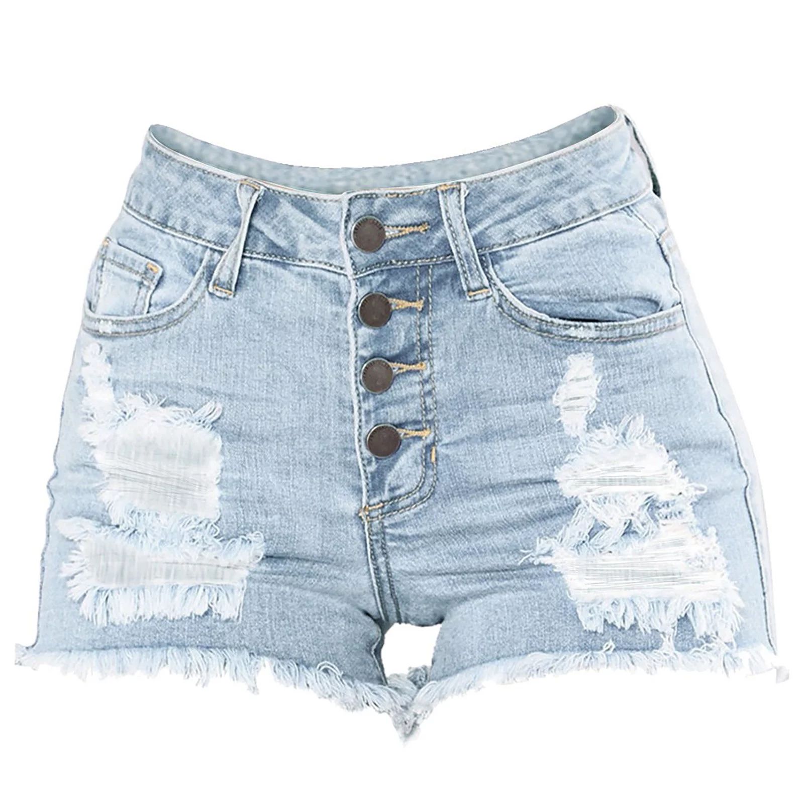 asdoklhq Plus Size Pants for Women,Slim Washed Ripped Hole Short Mini Jeans Denim Pants Shorts - ... | Walmart (US)