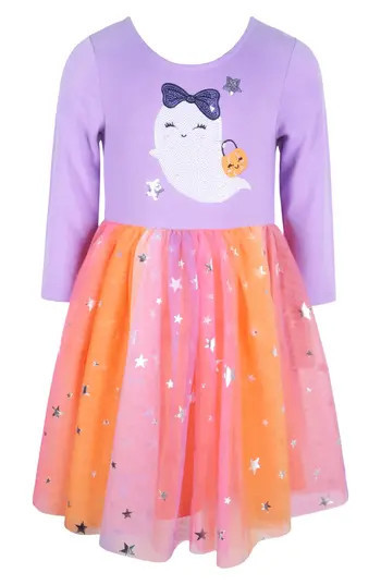 Zunie Kids' Halloween Ghost Sequin Tutu Dress in Lilac/Multi at Nordstrom Rack, Size 4 | Nordstrom Rack