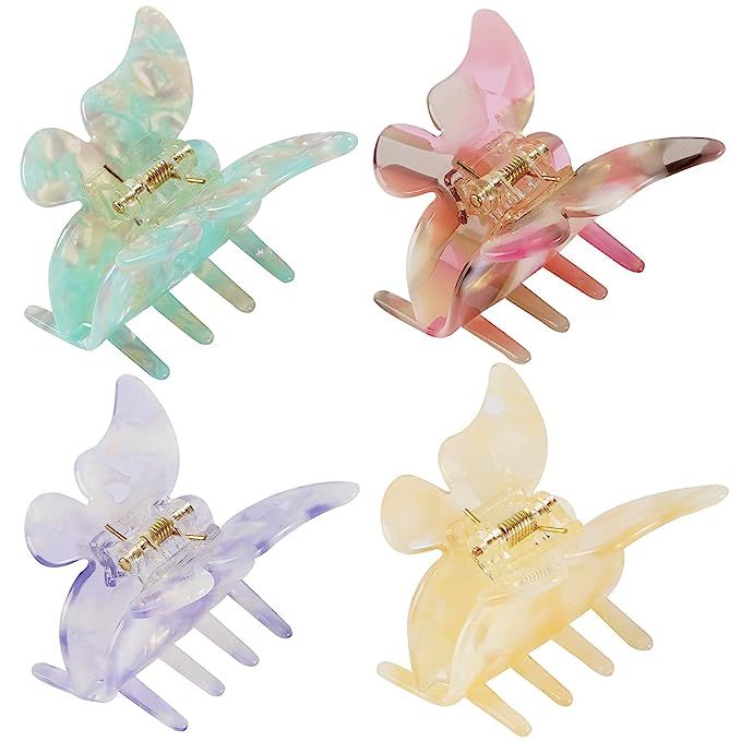 Jakeni Butterfly Clips for Hair, Medium Claw Butterfly Hair Clips for Women and Girls with Cellul... | Amazon (US)