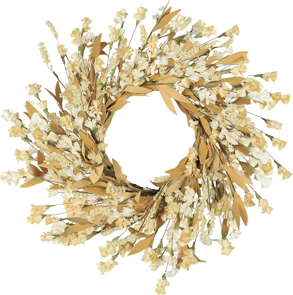 Artgar Fall Wreath, Fall Wreaths for Front Door, 24 in Fall Decor Floral Wreath, Door Wreaths for Front Door Outside All Season for Thanksgiving Home Indoor Outdoor Wall Decor (Wheat) | Amazon (US)