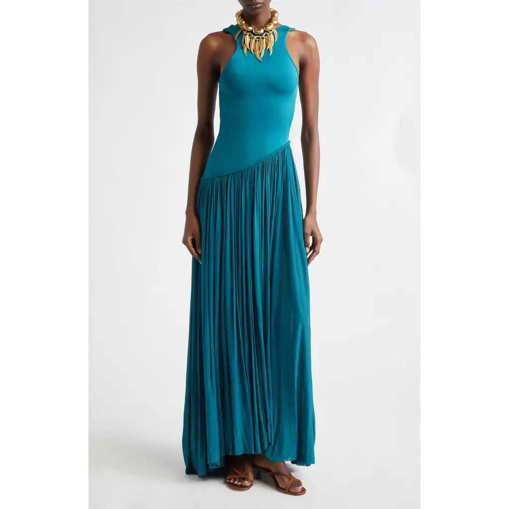 Zimmermann Luna Asymmetric Jersey Maxi Dress in Teal at Nordstrom, Size 4 | Nordstrom