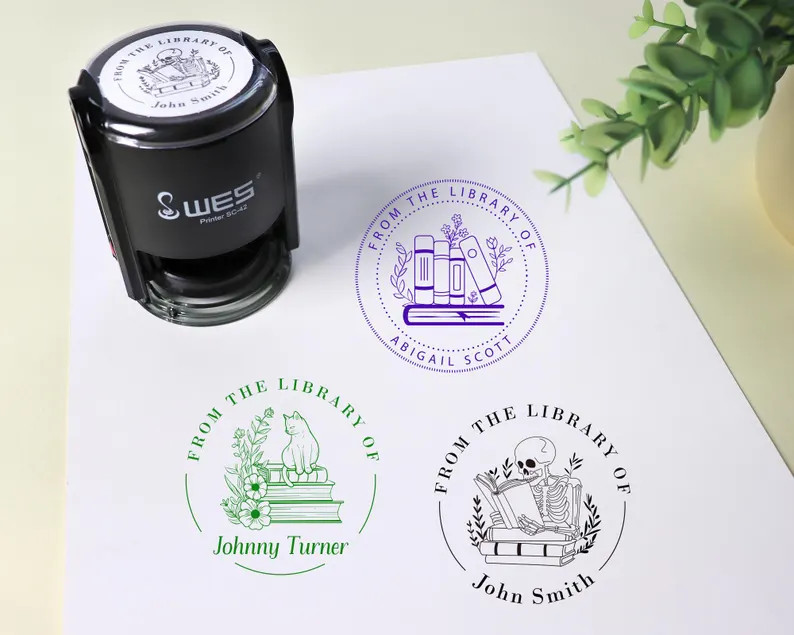 Personalized Book Stamp/from the Library of /self Inking Stamp/book Embosser/ex Libris Stamp/libr... | Etsy (US)