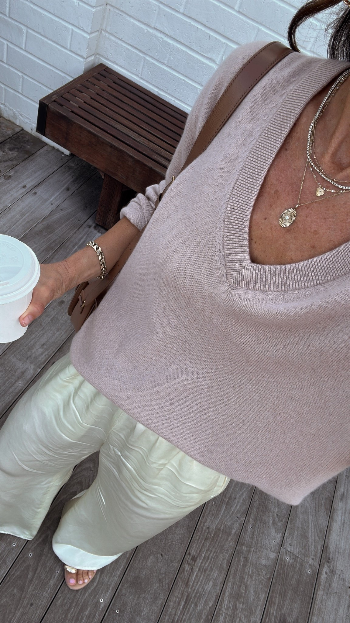 Favorite v neck cashmere sweater is 25% off 
Pendant 25% off 
Tennis necklace 30% off 

#LTKCyberWeek