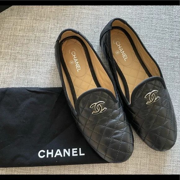Gently Used Black Chanel Moccasin Loafers Slip Ons Size 37 | Poshmark
