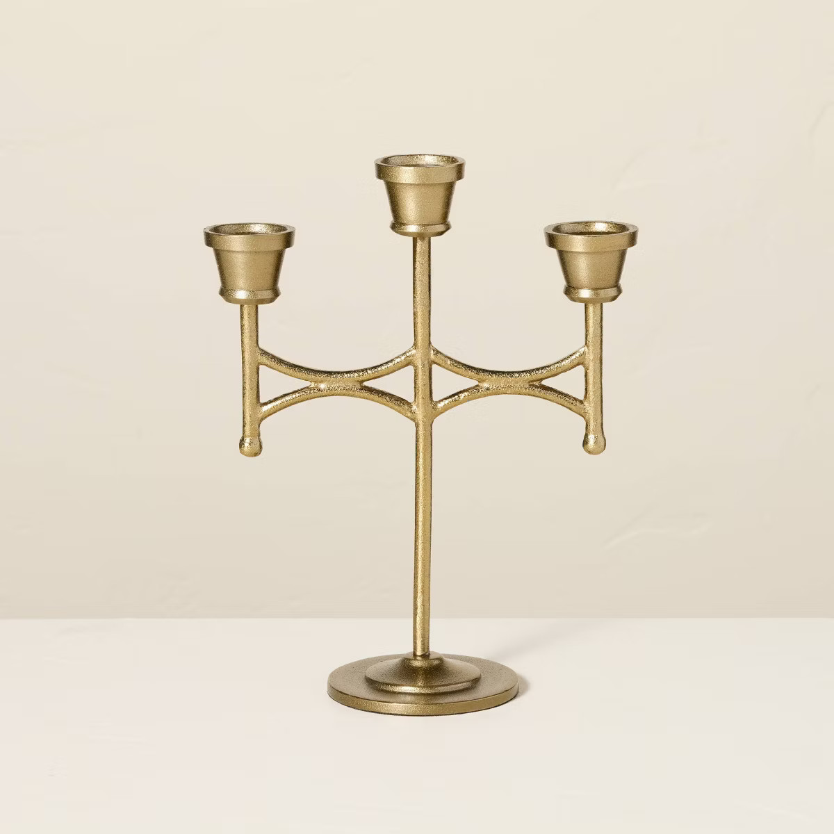 Scalloped Brass 3ct Taper Candelabra Antique Finish - Hearth & Hand™ with Magnolia: Farmhouse C... | Target