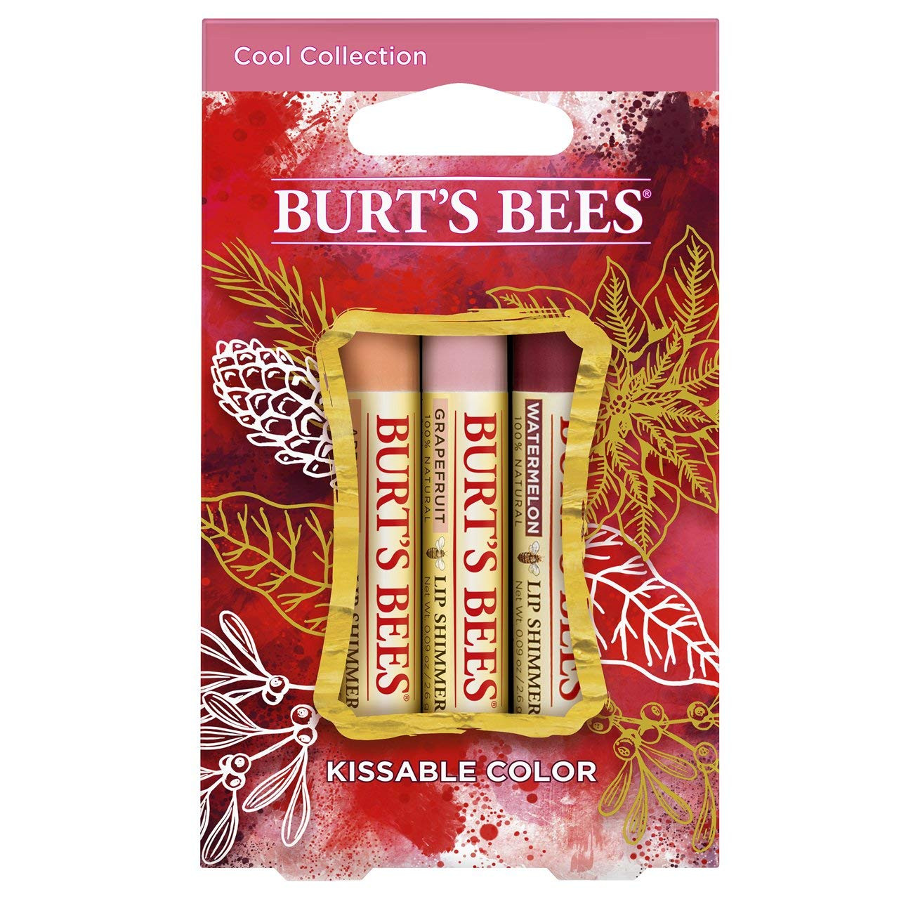 Burt's Bees Kissable Color Holiday Gift Set, 3 Lip Shimmers in Gift Box - Cool Collection in Wate... | Amazon (US)