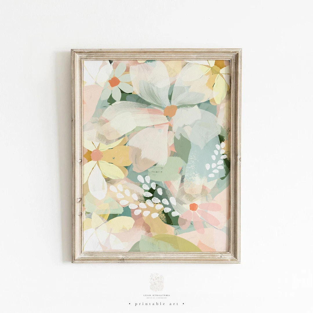 Daisy Wall Art Print, Printable Wall Art, Abstract Floral Art, Modern Flower Decor, Girls Room Ar... | Etsy (US)