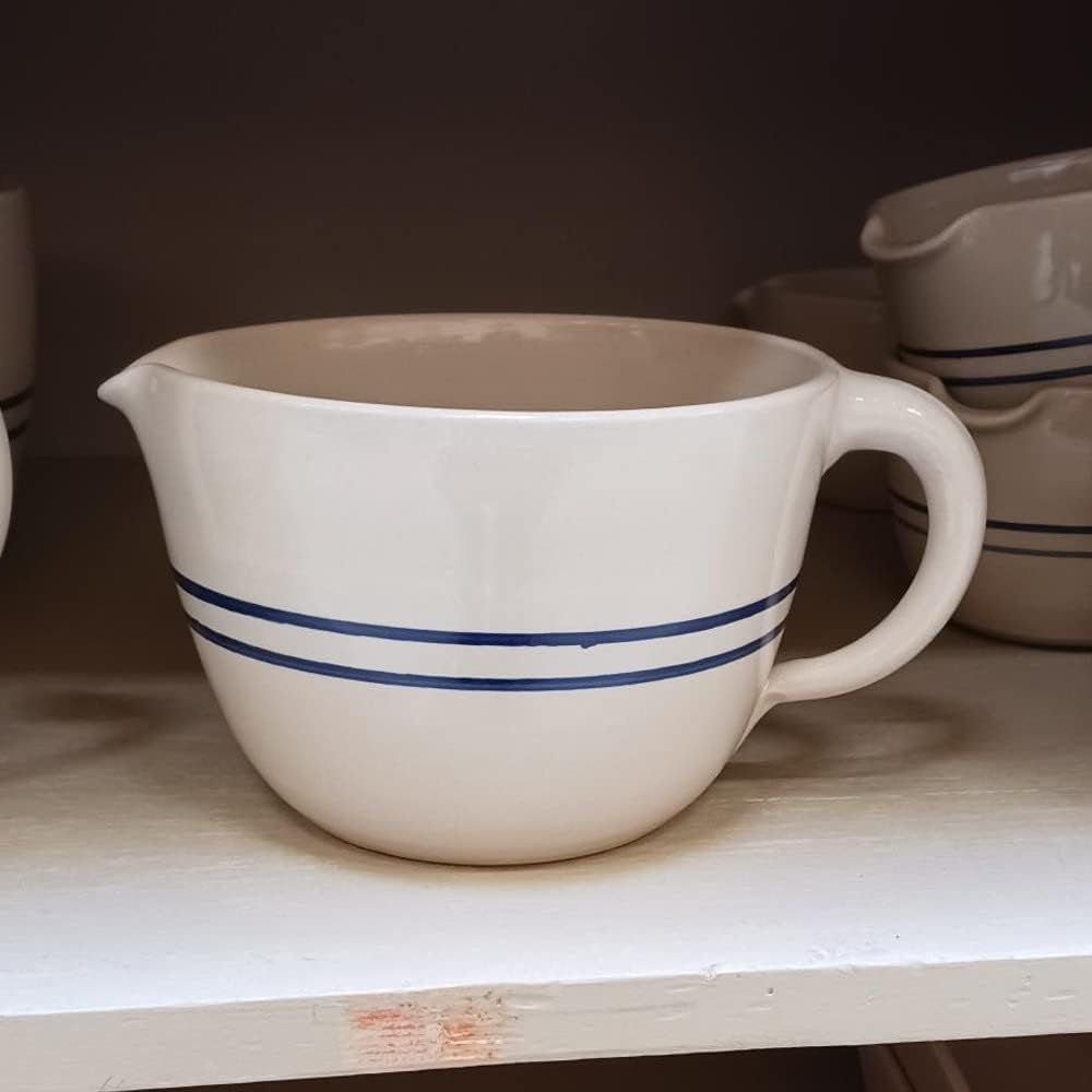 Martinez Pottery Heritage Blue Stripe Stoneware Batter Bowl Handmade 7 Cup | Amazon (US)