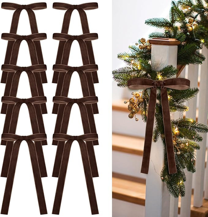 24 Pcs Velvet Bows Christmas Tree Ornaments Vintage Velvet Ribbon Bows for Tree Garland Wreath In... | Amazon (US)