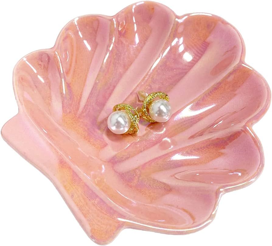 Sea Shell Jewelry Dish, Shell Trinket Dish, Ceramic Seashell Jewelry Holder, Cute Organizer Plate... | Amazon (US)