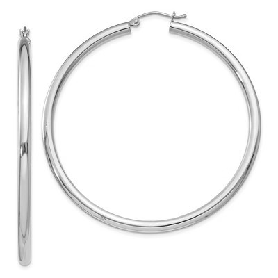 Black Bow Jewelry 3mm, Sterling Silver, Classic Round Hoop Earrings - 55mm (2 1/8 Inch) | Target