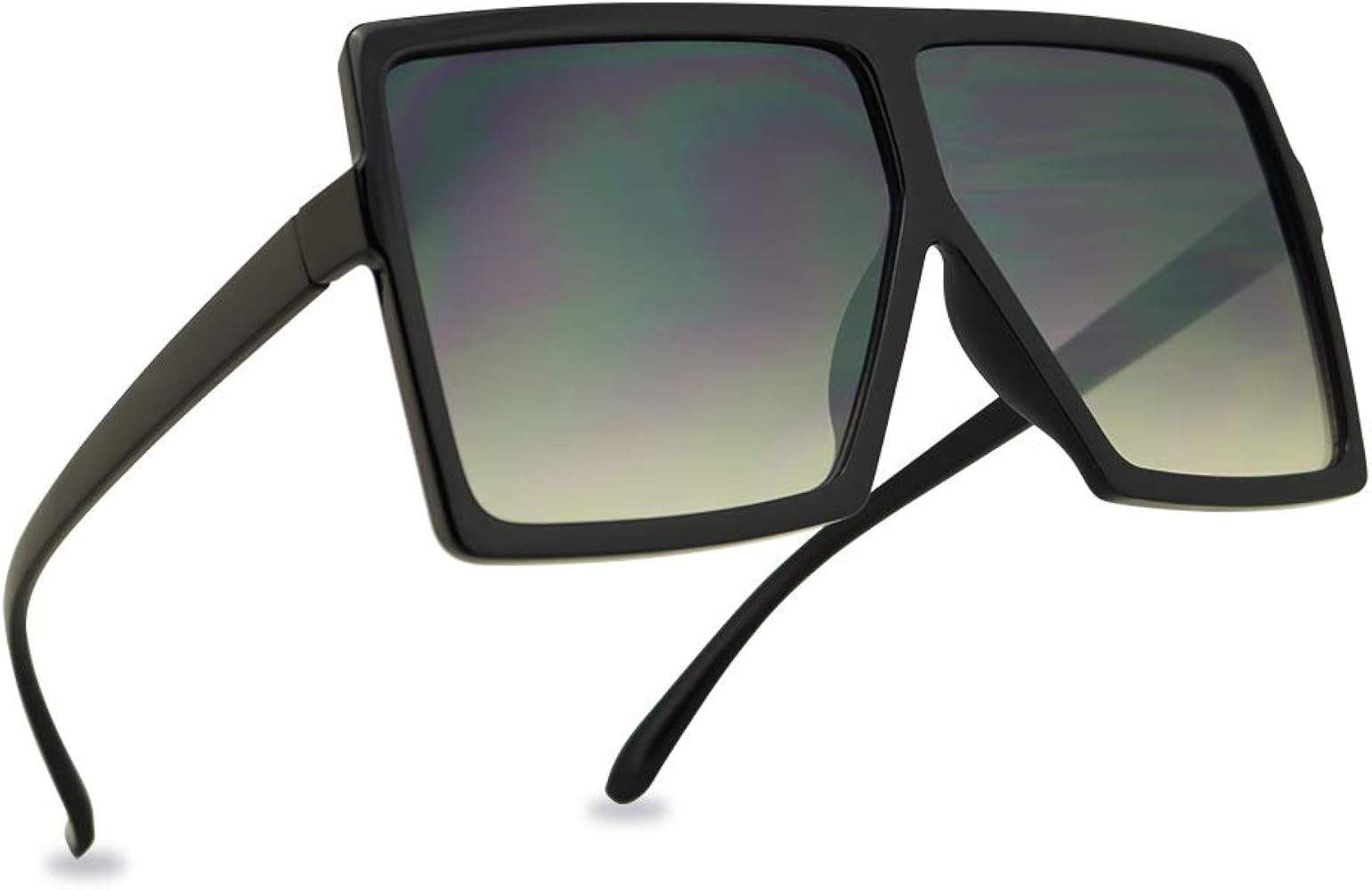 ShadyVEU Oversized Rectangular Colored Lens Fashion Design Flat Women's Sunglasses | Amazon (US)