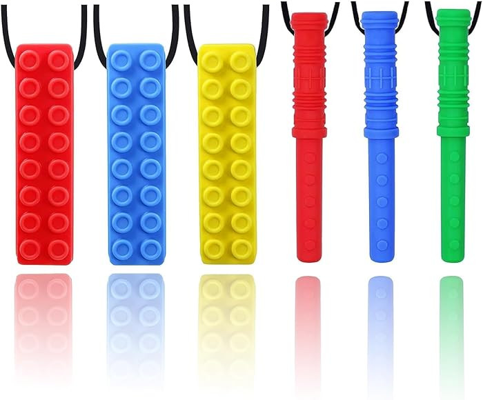 Chew Necklace by GNAWRISHING 6-Pieces Perfect for Autistic, ADHD, SPD, Oral Motor Children, Kids,... | Amazon (US)