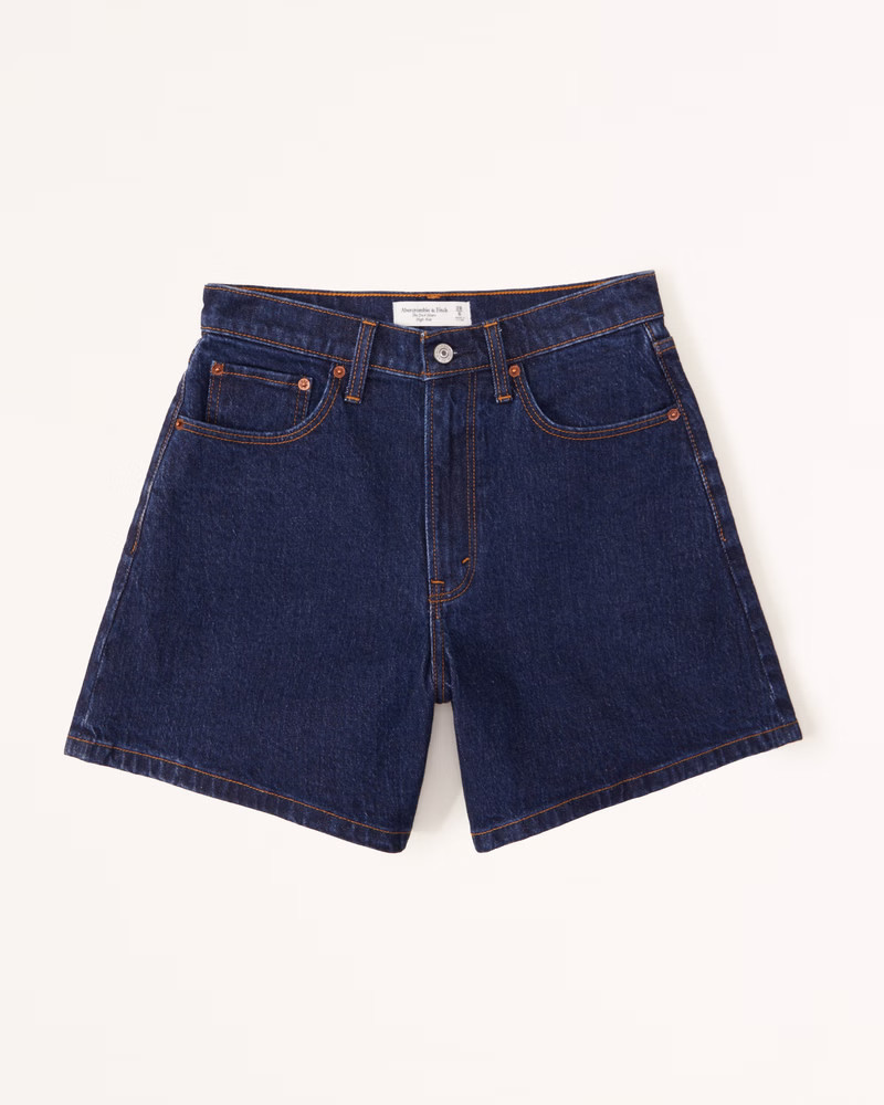 Abercrombie & Fitch Women's Curve Love High Rise Dad Short in Dark Wash - Size 27 | Abercrombie & Fitch (US)