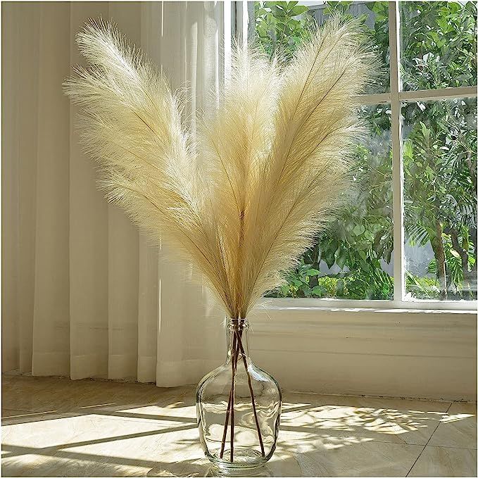MDODM Faux Pampas Grass, Extra Large Fluffy and Non-Shedding, 3 Pcs 43'' Tall Artificial Fake Flo... | Amazon (US)