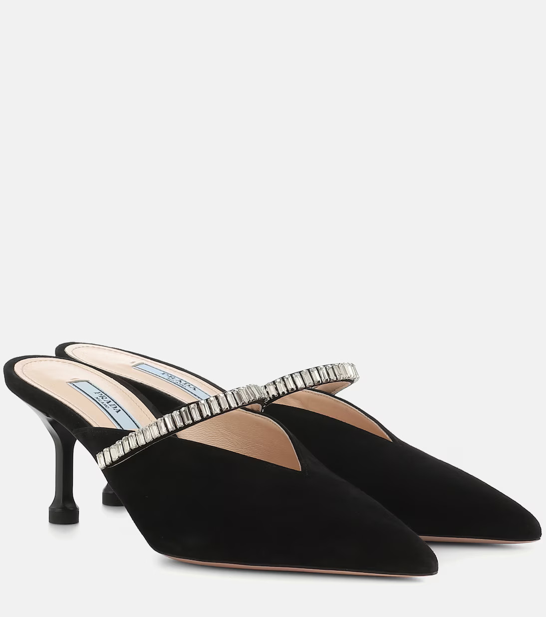 Crystal-embellished suede mules | Mytheresa (UK)