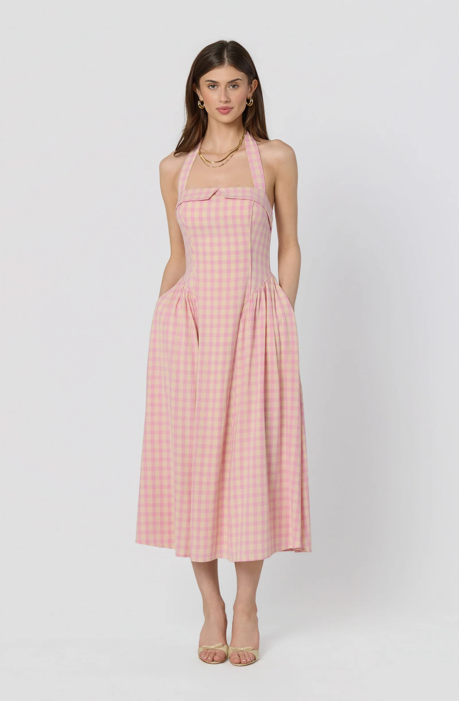 Marianna Halter Midi Dress - Cream polka dot / XS | ASTR The Label (US)