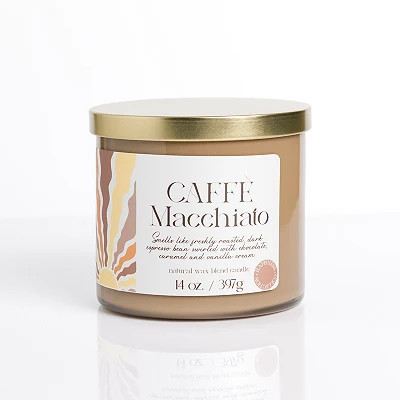 Caffe Macchiato 14 oz. Gold Lid 3-Wick Jar Candle, Gold/Cream, 3.8H x 4 , Glass | Kirkland's Home | Kirklands