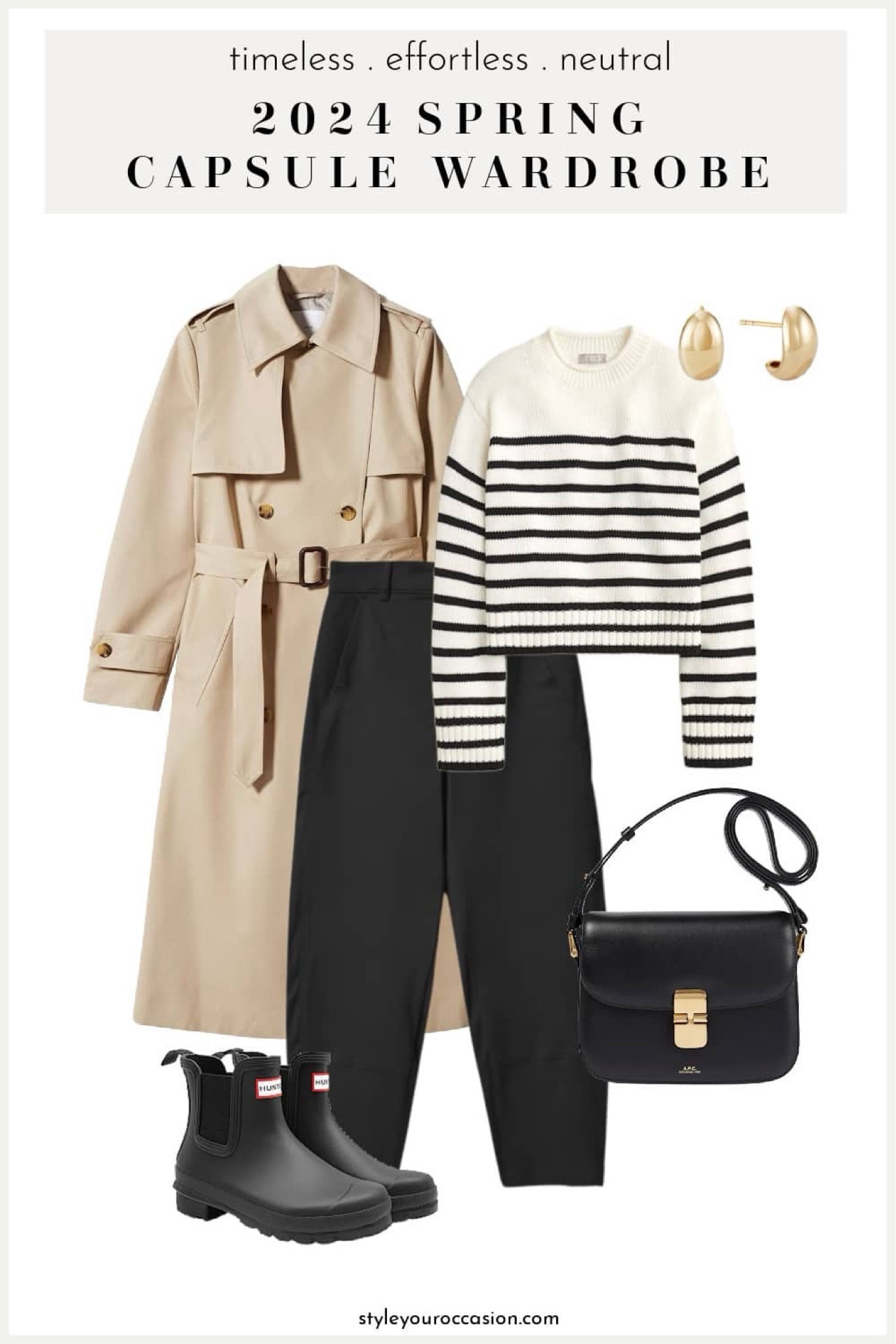 Rainy day outfit idea! Throw together this chic look with a neutral trench coat, striped sweater, trousers and of course some Hunter rain boots! 

womens outfit ideas, fashion favorites, spring fashion, womens fashion, outfit favorites, spring outfit, capsule wardrobe, nordstrom outfit, casual outfit, errands outfit, spring capsule, spring wardrobe, minimal and effortless fashion, rainy spring outfit 

#LTKSeasonal #LTKstyletip