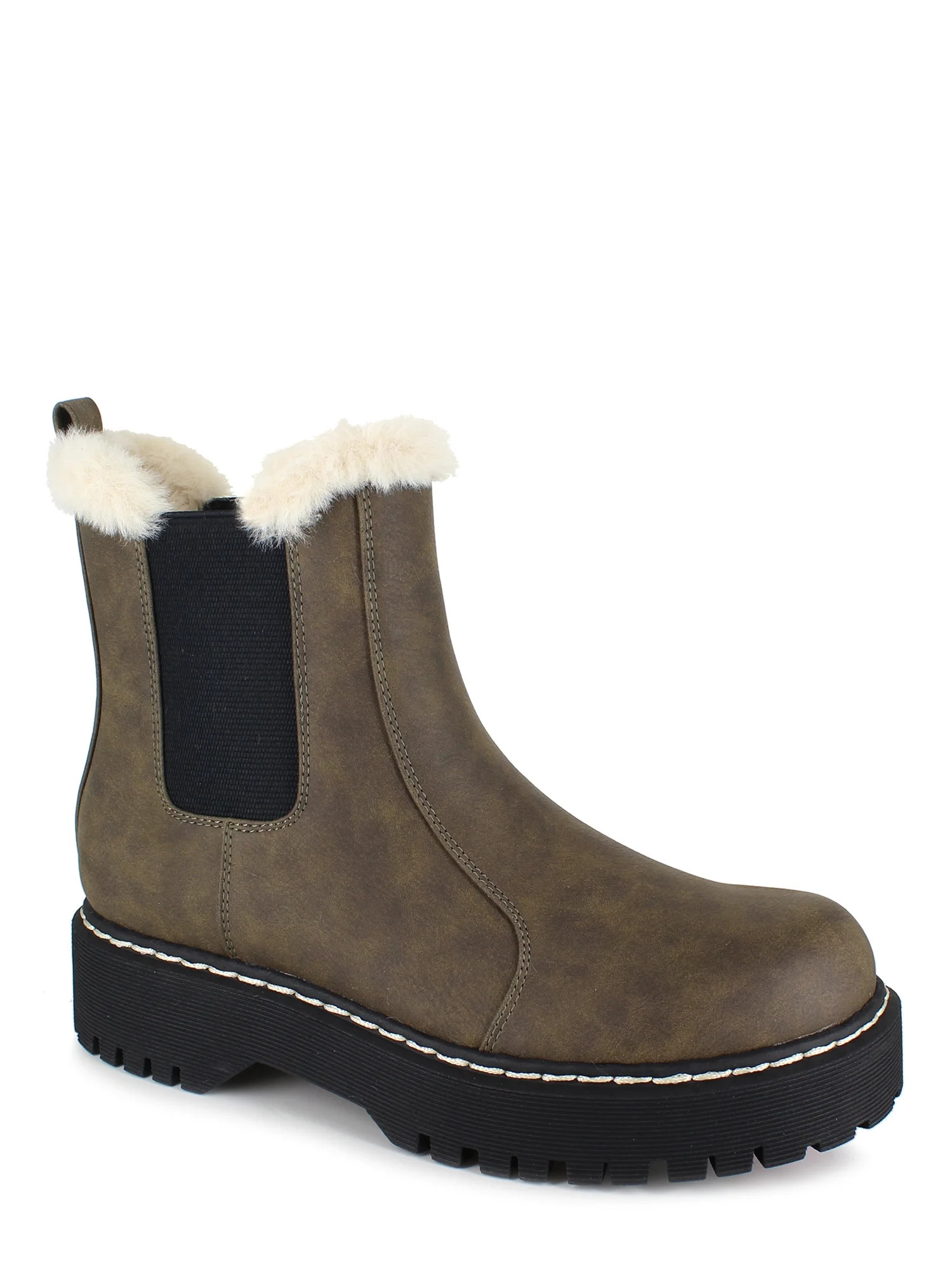 PORTLAND by Portland Boot Company Faux Fur Trim Chelsea Boot | Walmart (US)