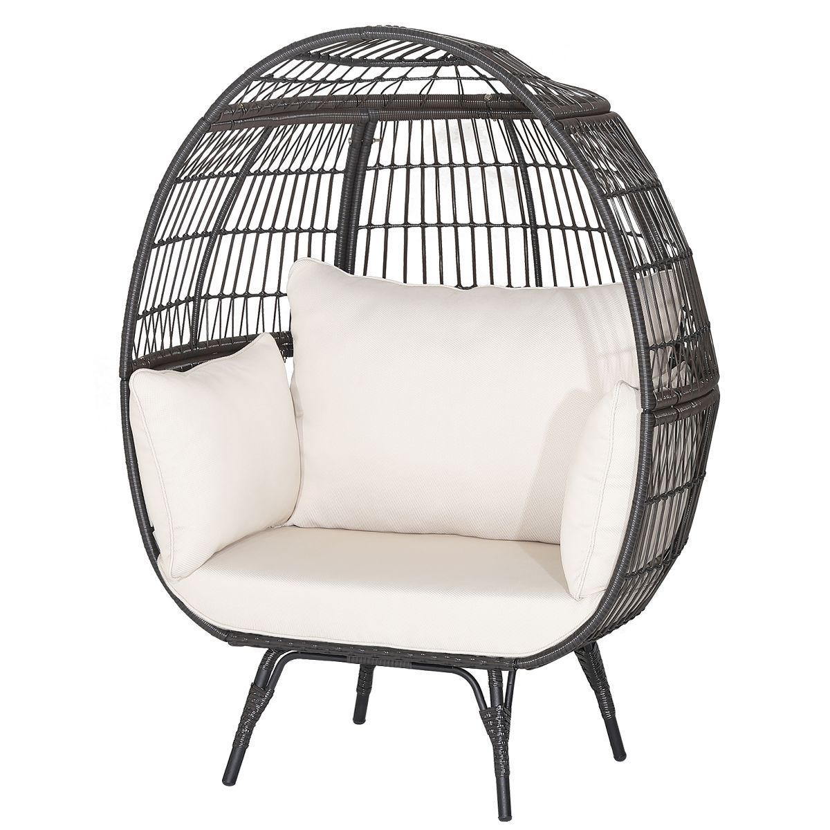 Costway Patio Oversized Rattan Wicker Egg Chair Lounge Basket 4 Cushion Indoor & Outdoor | Target