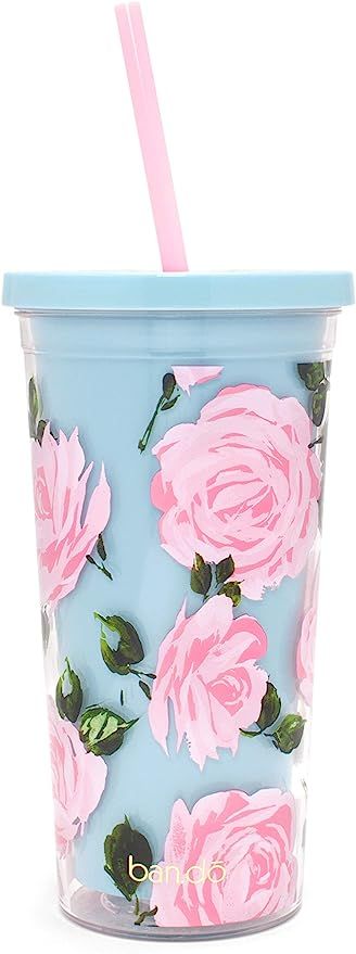 Ban.do Floral Insulated Sip Sip Tumbler with Reusable Silicone Straw, 20 Ounces, Rose Parade | Amazon (US)