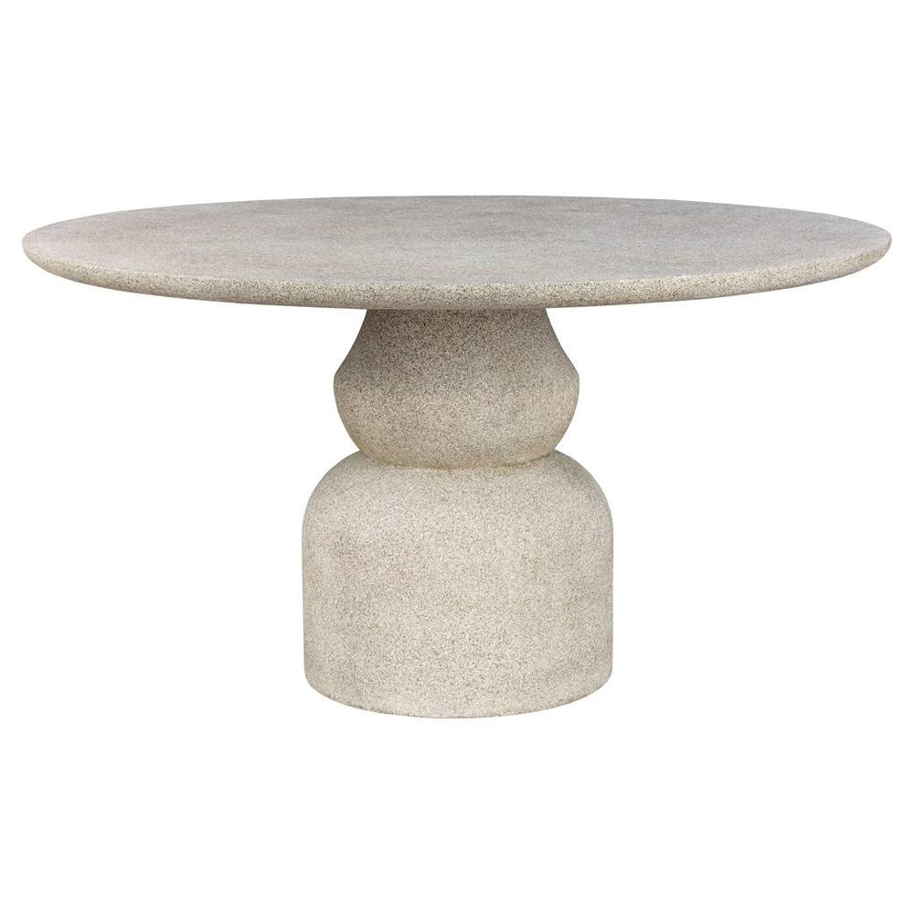 Faber Modern Classic Cream Concrete Round Outdoor Dining Table - 55" | Kathy Kuo Home