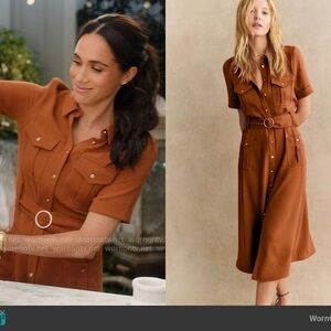 Sezane Raquel Midi Shirt Dress in Caramel ASO Meghan Markle RARE | Poshmark
