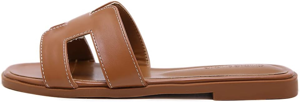 Stratuxx Kaze Womens Flat Sandals Flat Slide Sandals White,Black, Brown Flat Sandals Leopard… | Amazon (US)