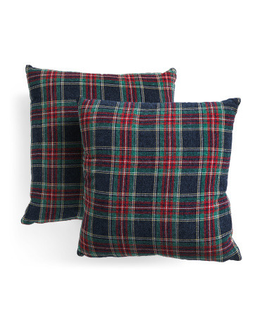 Set Of 2 22x22 Plaid Pillows | TJ Maxx