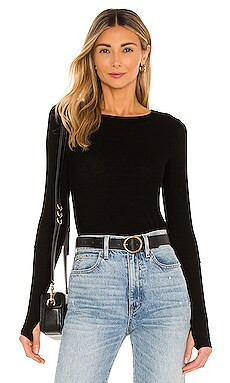 Michael Lauren Everett Long Sleeve Thumbhole Tee in Black from Revolve.com | Revolve Clothing (Global)