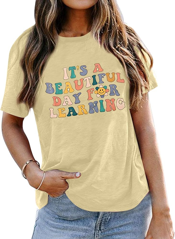 Teacher Shirts for Women Teacher Life Shirt Teacher Gift It's A Beautiful Day for Learning T Shir... | Amazon (US)