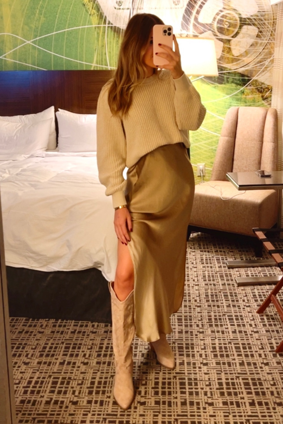 Holiday Outfit
Holiday dress
Sweater dress
Silk slip skirt 
Christmas outfit 
Sale 
Cowboy boots 
Western boots 
Christmas concert outfit 
Holiday concert outfit 
Nashville outfit 

#LTKHoliday #LTKfit #LTKSeasonal