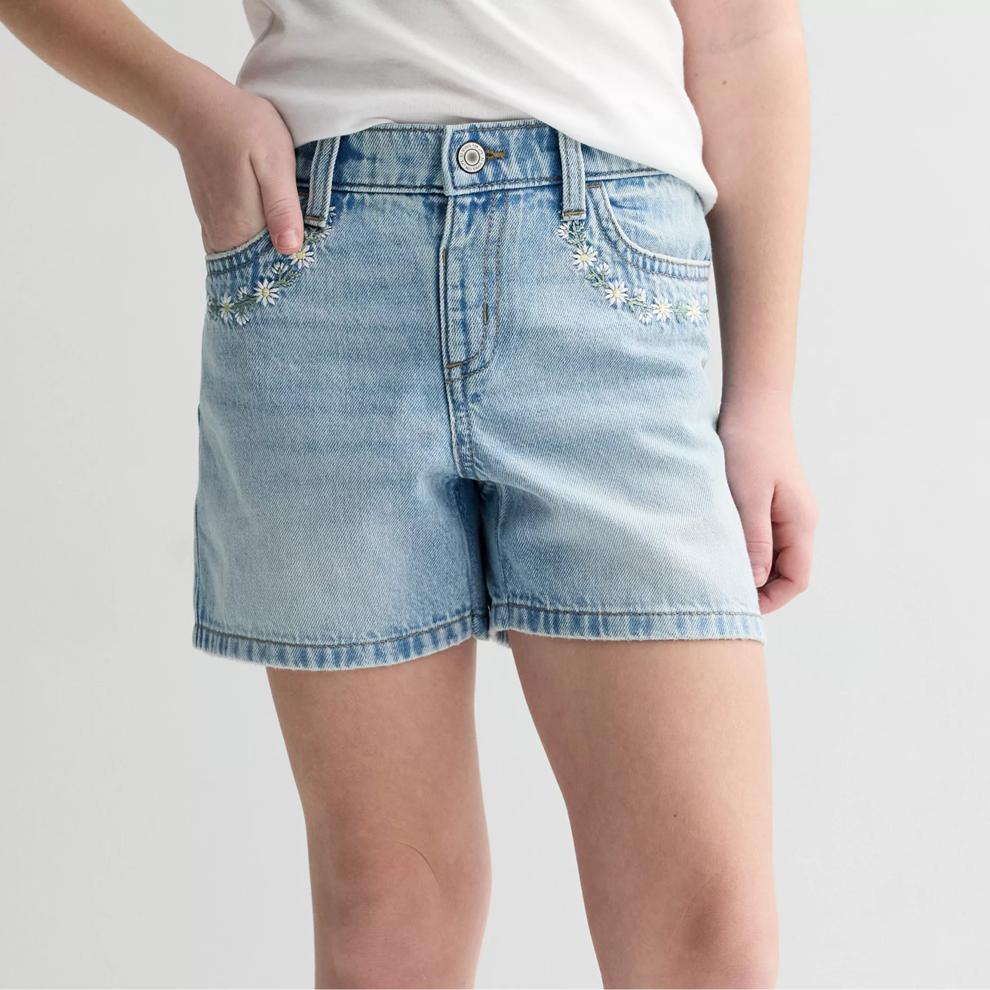 Girls 7-16 SO® Denim Midi Shorts with Embroidery in Regular & Plus Size | Kohl's