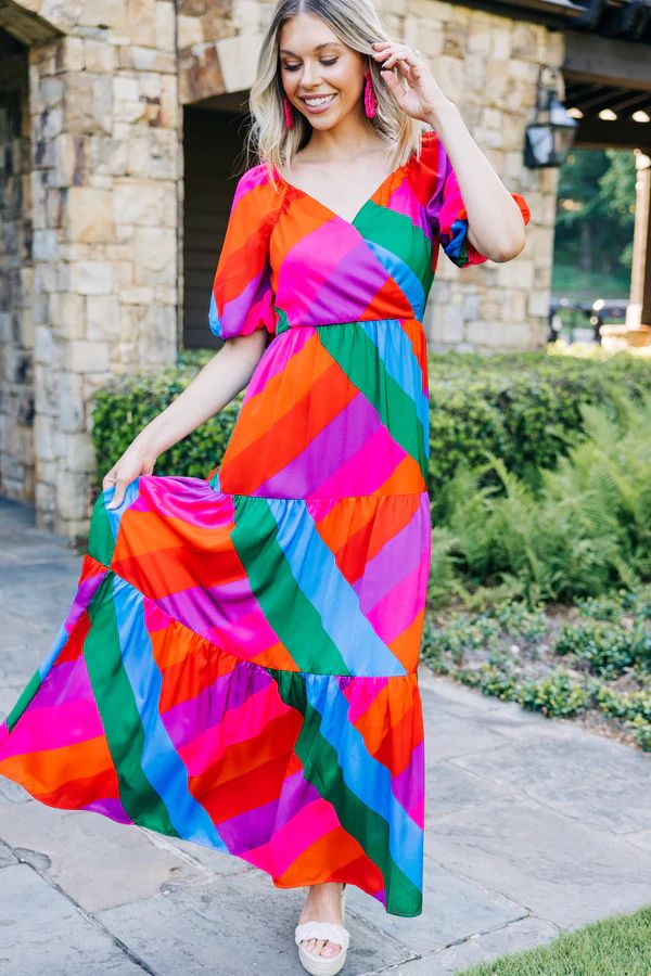 Looking Forward Rainbow Striped Maxi Dress | The Mint Julep Boutique