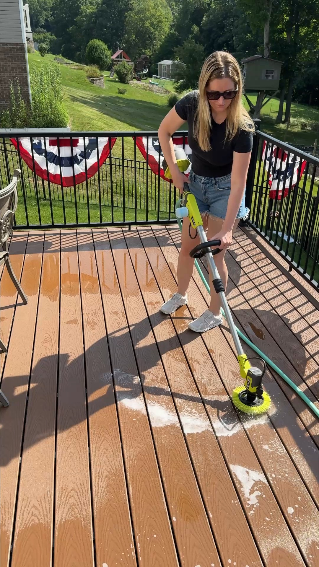 This Ryobi scrubber is amazing! I used it to clean our deck and siding but they have different attachments so you can clean your car! 

This one dispenses soap and water!