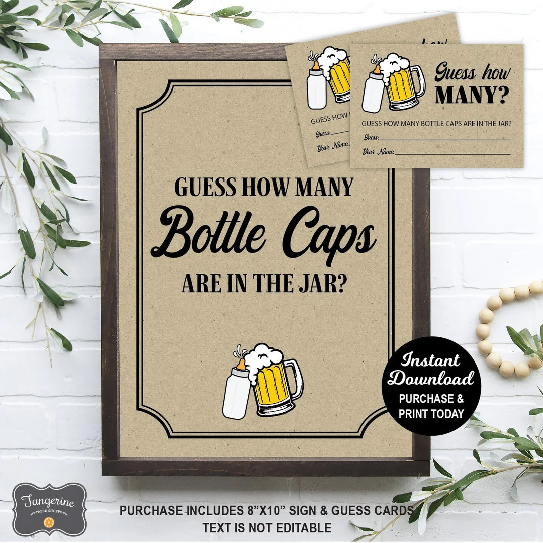 Guess How Many Bottle Caps Game, A Baby is Brewing Game, Beer Baby Shower Game, Guess How Many Ga... | Etsy (US)