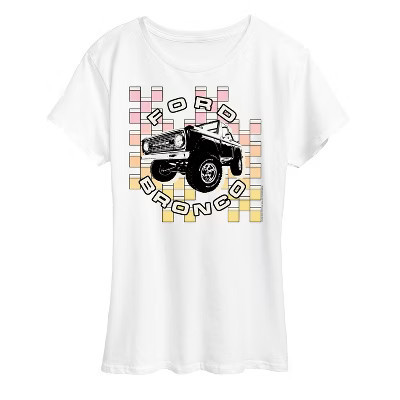 Women's Ford Bronco Checker Short Sleeve Graphic T-Shirt - White - Large | Target