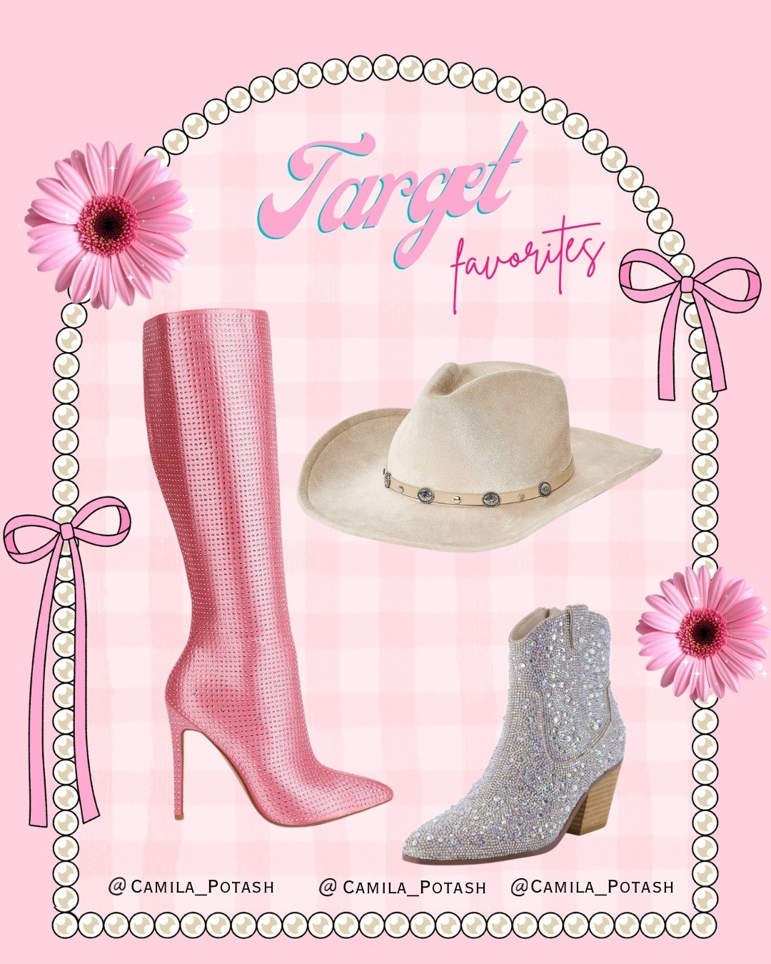Sparkle meets cowgirl energy 🤠✨💖

Target really said western glam, but make it iconic — and I am OBSESSED. If you love feminine fashion with a bold twist, these pieces are giving rodeo Barbie, Nashville nights, and main character at the country concert.

💗 Rhinestone pink knee-high boots
These are not subtle… and that’s the point. Fully embellished, ultra-glam, and guaranteed to turn heads. Pair with a mini dress, denim shorts, or a flirty skirt for the ultimate statement look.

✨ Rhinestone western ankle boots
A little more wearable but still sparkling. These are perfect for concerts, girls’ nights, bachelorette trips, or adding drama to a simple outfit.

🤍 Neutral western cowboy hat
The classic finishing touch. This instantly pulls the look together and gives effortless country-chic vibes. Style it with dresses, denim, or even an oversized tee and boots.

Everything is from Target — which means you can create a full western glam moment without boutique prices. Trend-forward, fun, and bold… exactly how fashion should feel.

If you’re going to shine, SHINE ✨

Which one are you wearing first — pink knee-highs or sparkly booties?

L
Target western boots women, rhinestone cowboy boots women, pink knee high boots women, sparkly western boots, Target cowboy hat women, western glam outfit, country concert outfit women, Nashville outfit ideas, rodeo outfit women, cowgirl boots pink, statement boots women, affordable Target fashion, western fashion trend 2026, glam country style


#TargetFinds #TargetStyle #WesternGlam #CowgirlStyle #RhinestoneBoots #CountryConcertOutfit #NashvilleStyle #PinkBoots #StatementStyle #GlamFashion #WesternWear #AffordableFashion #LTKStyle #TargetFashion #MainCharacterEnergy

#LTKSaleAlert #LTKSpringSale #LTKootd