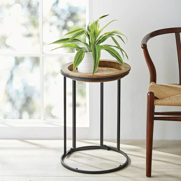 Better Homes & Gardens 15.5" x 15.5" x 21.8" Black Wood and Metal Plant Stand - Walmart.com | Walmart (US)