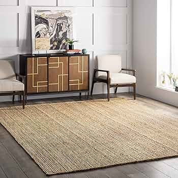 nuLOOM Rigo Hand Woven Farmhouse Jute Area Rug, 8x10, Natural | Amazon (US)