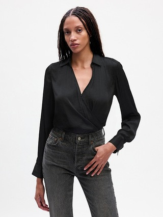 Satin Wrap Bodysuit | Gap (US)