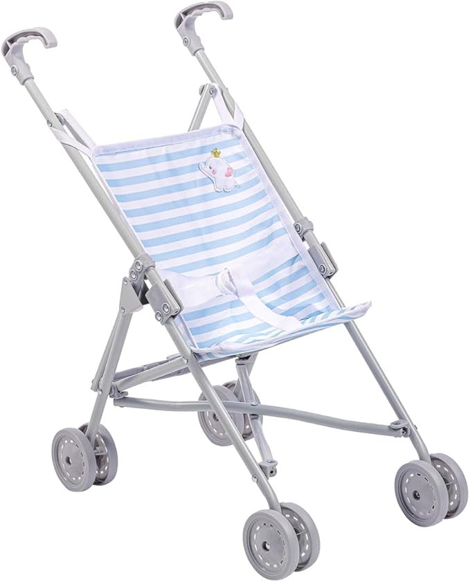 JC Toys Boutique | Folding Umbrella Doll Stroller for Children 2 Years Plus, Blue Stripes and Sof... | Amazon (US)