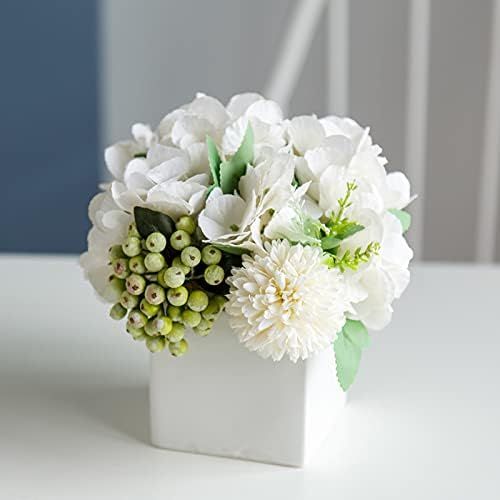 LADADA Flower in Ceramic vase, Artificial Hydrangea Flower Arrangement and vase Home Decoration A... | Amazon (US)