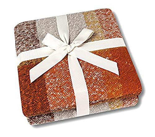 Home Decorations Super Soft Vintage Fluffy Plaid Throw Blanket-100% Acrylic Cashmere-Like- Bedspread Picnic Tailgate Stadium RV Camping Blanket Throw with Fringe,50" W x 67" L (Orange) | Amazon (US)