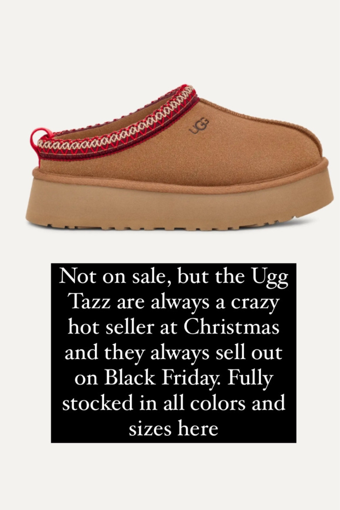 Ugg Tazz fully stocked! 
Ugg Tazz 
Ugg 


#LTKStyleTip #LTKOver40 #LTKShoeCrush