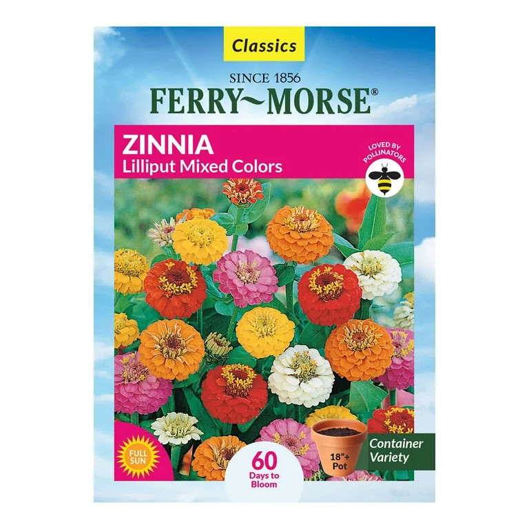 Ferry-Morse 400MG Zinnia Lilliput Mixed Colors Annual Flower Seeds, Full Sun | Walmart (US)