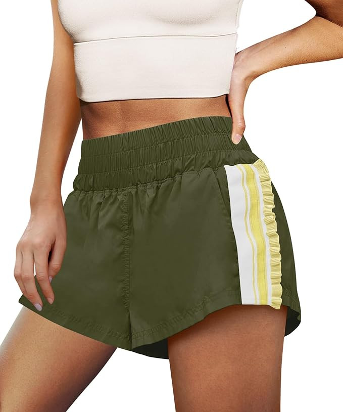 LAMISSCHE Womens Running Shorts Athletic High Waisted Biker Shorts Summer Workout Quick Dry Strip... | Amazon (US)